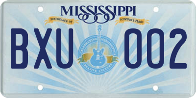MS license plate BXU002