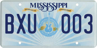 MS license plate BXU003