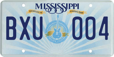 MS license plate BXU004