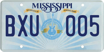 MS license plate BXU005