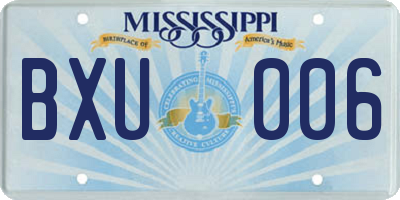 MS license plate BXU006