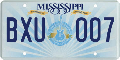 MS license plate BXU007