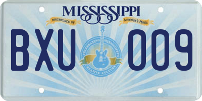 MS license plate BXU009