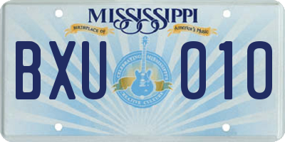 MS license plate BXU010