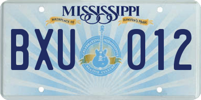 MS license plate BXU012