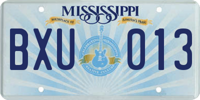 MS license plate BXU013