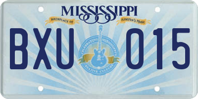 MS license plate BXU015