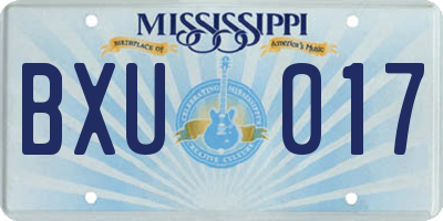 MS license plate BXU017