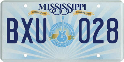 MS license plate BXU028