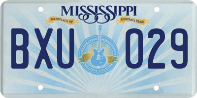 MS license plate BXU029
