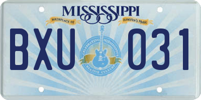 MS license plate BXU031