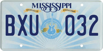 MS license plate BXU032