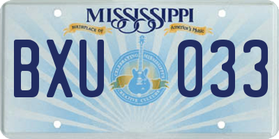 MS license plate BXU033