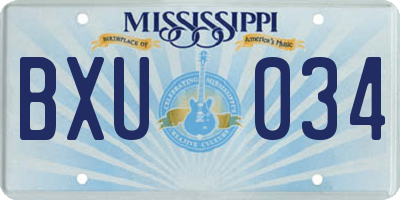 MS license plate BXU034