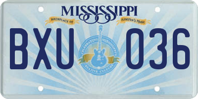 MS license plate BXU036