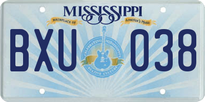 MS license plate BXU038