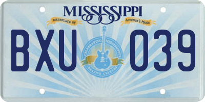 MS license plate BXU039