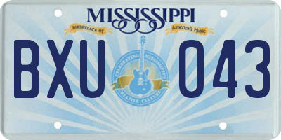 MS license plate BXU043