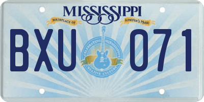 MS license plate BXU071
