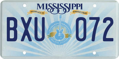 MS license plate BXU072