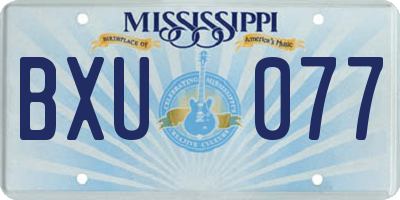 MS license plate BXU077