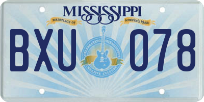 MS license plate BXU078