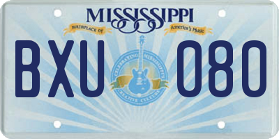 MS license plate BXU080
