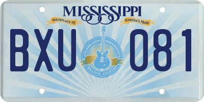 MS license plate BXU081