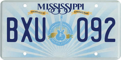 MS license plate BXU092