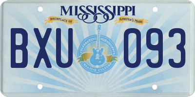 MS license plate BXU093