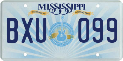 MS license plate BXU099