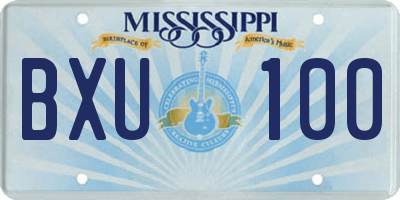 MS license plate BXU100