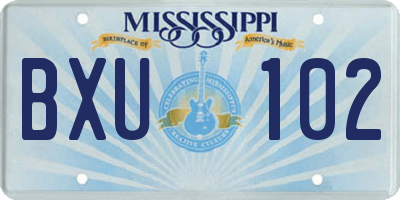 MS license plate BXU102