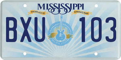 MS license plate BXU103
