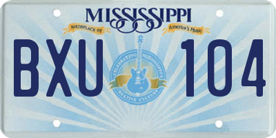MS license plate BXU104
