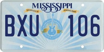 MS license plate BXU106