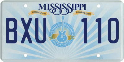 MS license plate BXU110