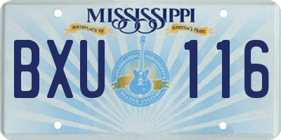 MS license plate BXU116