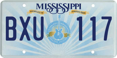 MS license plate BXU117