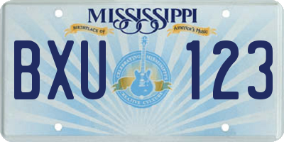 MS license plate BXU123