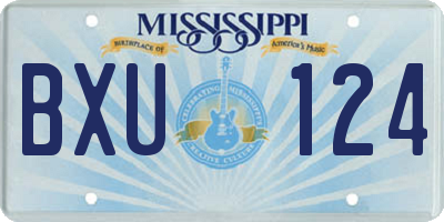 MS license plate BXU124