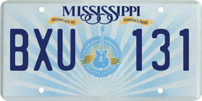 MS license plate BXU131