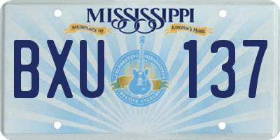 MS license plate BXU137