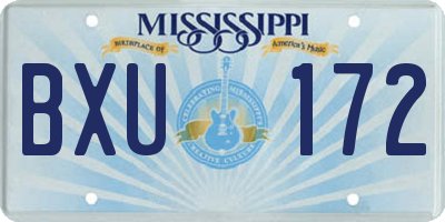 MS license plate BXU172