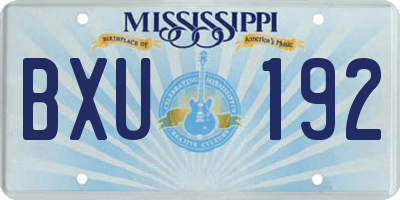 MS license plate BXU192