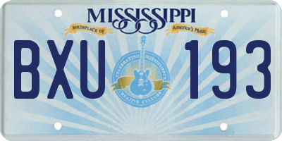 MS license plate BXU193