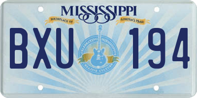 MS license plate BXU194