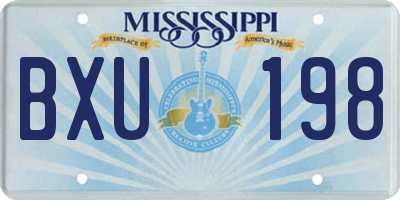 MS license plate BXU198