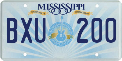 MS license plate BXU200