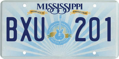 MS license plate BXU201